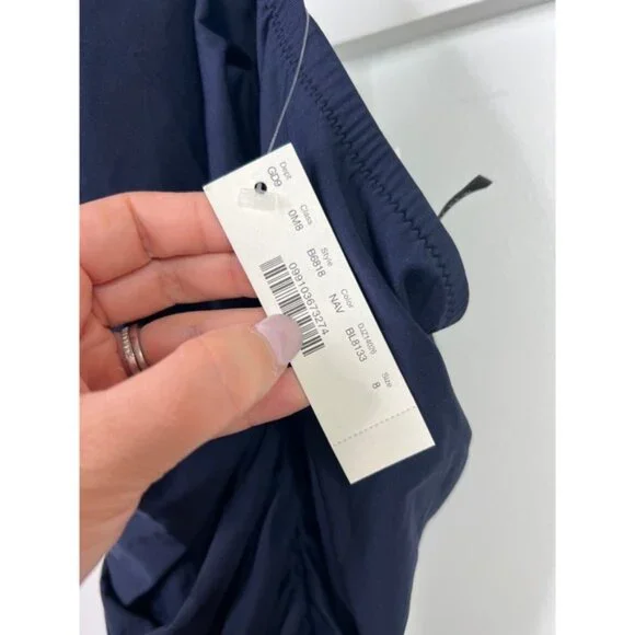 NWT J. Crew Removable Halter Strap Ruched One-piece Ruched Navy Blue Swimsuit - Picture 6 of 9